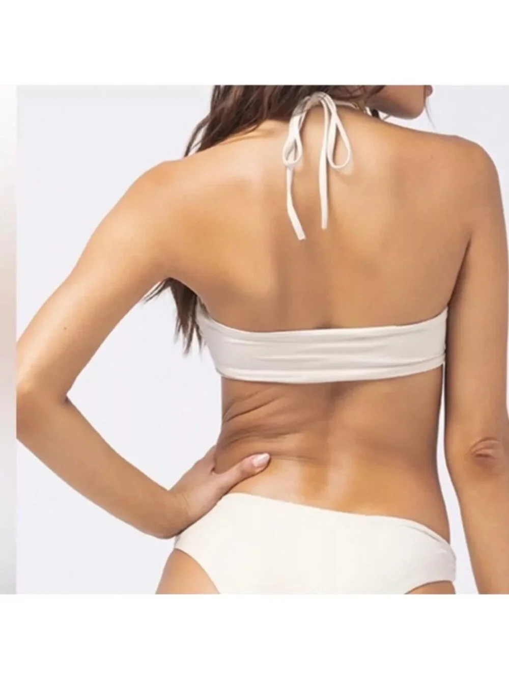 L*Space Shimmer Dawn Bikini Top in Bone XSmall New Womens Swimsuit